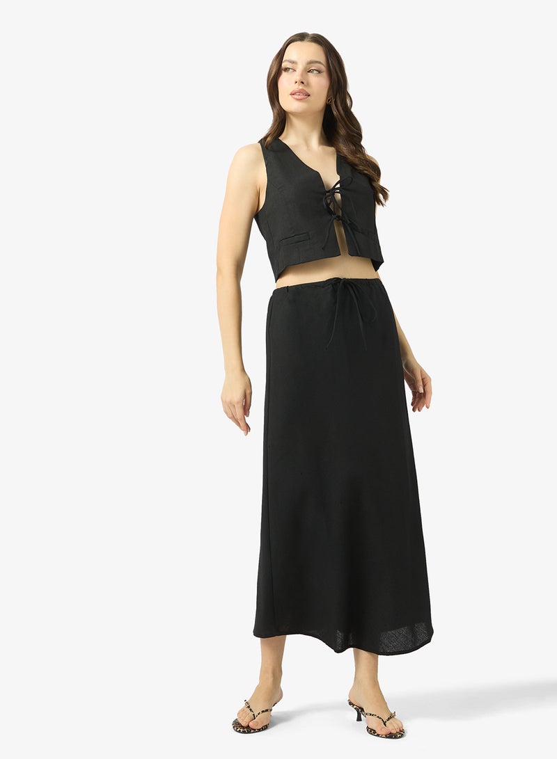 Ginger Tie Up Vest & A Line Skirt Coord Set - Image 1